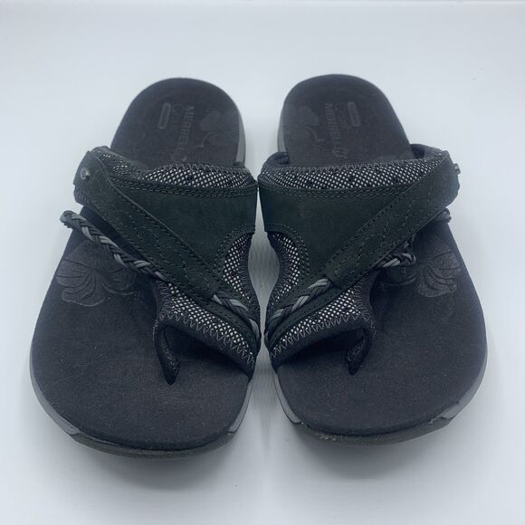 Merrell Womens Hollyleaf Black Leather Toe Loop Slip On Comfort Size 5 - Picture 1 of 8